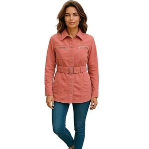 Ressek Pink Y2K Belted Festival‎ Boho Hippie Retro Casual Full Zip Jacket Medium